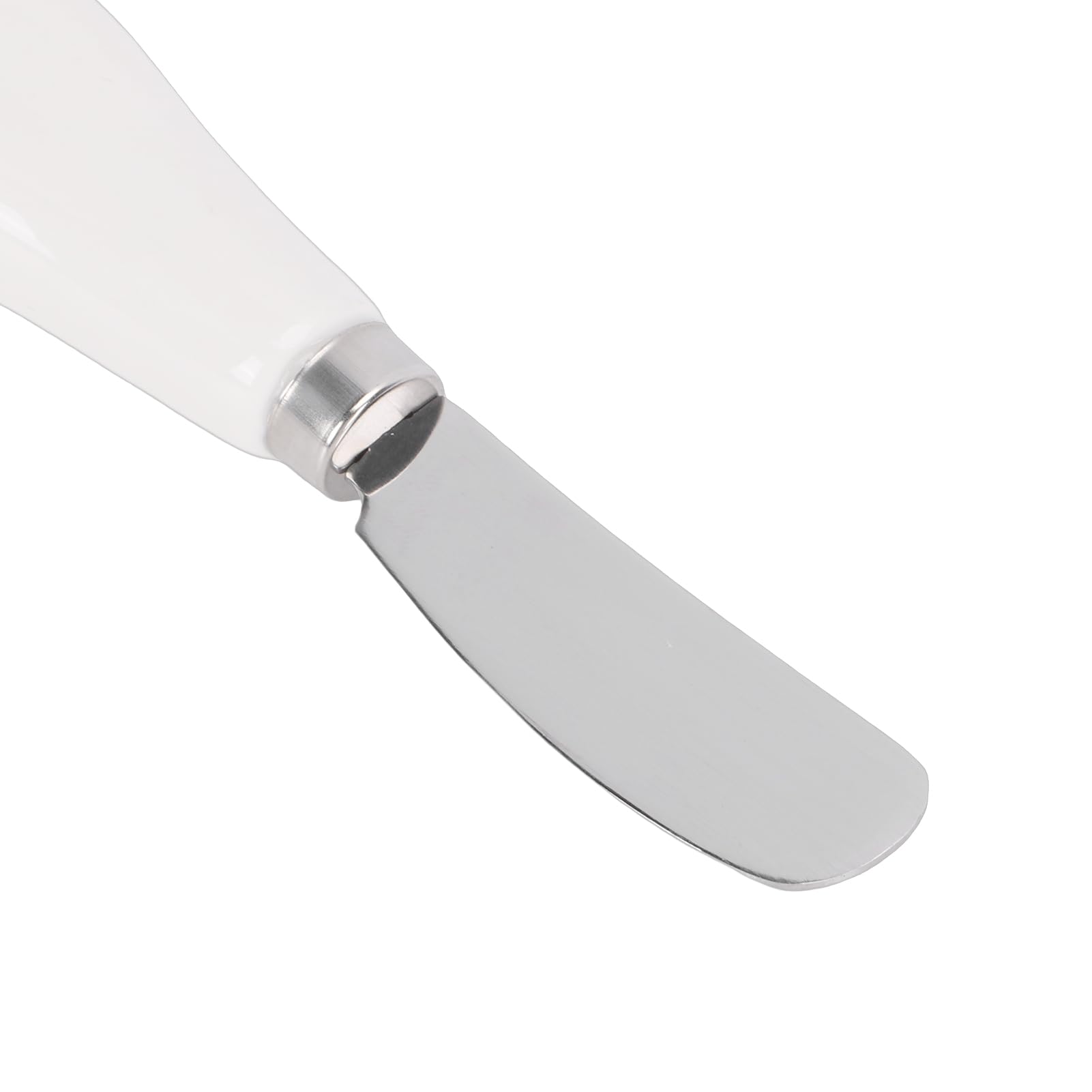 SIXRUN 2 Unidades Untador de Mantequilla, Cuchillo para Queso de Acero Inoxidable Apto para Lavavajillas con de Cerámica para Mermelada, Mantequilla de maní, pasteles. (WHITE)