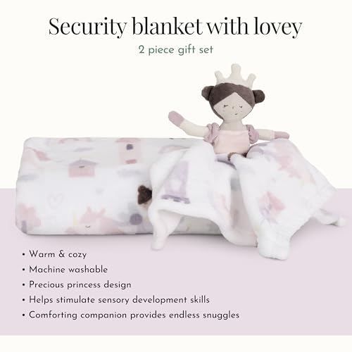 Image of Evolur Princess Print 2 Piece Gift Set, Includes Blanket with Lovey, Warm and Cozy Baby Blanket, Machine Washable Nursery Bed Blanket, Soft and Charming Lovey