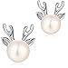 Silver Bunny Stud Earrings - Rabbit Pearl Earrings for Women - Sterling Silver Bunny Jewelry - Easter Jewelry