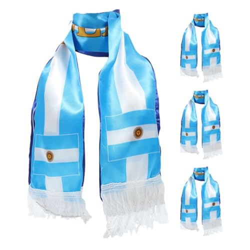 NIYANGLE Bufanda de 4 Nacional Fútbol para de Animar en de Satén Diseño Fiesta Decor, Pack Piezas como Accesorio Estilizado y Herramienta de Apoyo Eventos Deportivos Futbol
