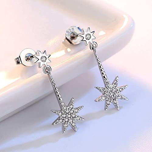 Pendientes de tuerca 925 de estrella con cristal para mujer 5