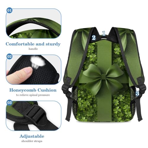 Sac d'école trèfle Saint-Patrick avec sa trousse assortie pour adolescents - 4