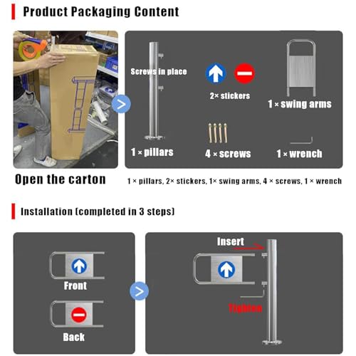 Generico Cancello di Sicurezza a Chiusura Automatica - Porta d'ingresso Commerciale a Molla per supermercati, biblioteche e parchi - Soluzione a Senso Unico per Aree ad Alto Traffico