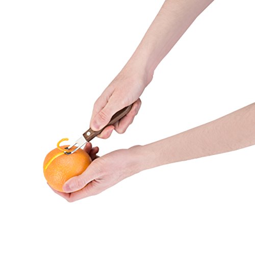 Image of Viski Channel Knife, Citrus Zester and Orange Peeler Tool, Walnut Wood and Stainless Steel Bar Tool for Cocktail Garnishes, Perfect for Home Bars, Craft Cocktails and Bartender Gifts, Set of 1