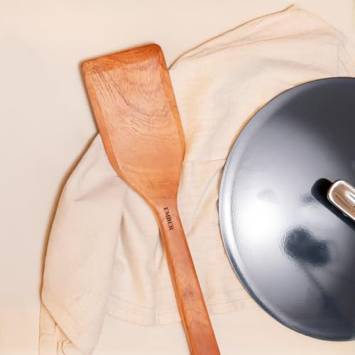 Image of Ember Cookware Wooden Spatula - Neem Wood Cooking Utensils | ISI Certified | Eco-Friendly & Durable Kitchen Tools | Heat-Resistant & Non-Scratch