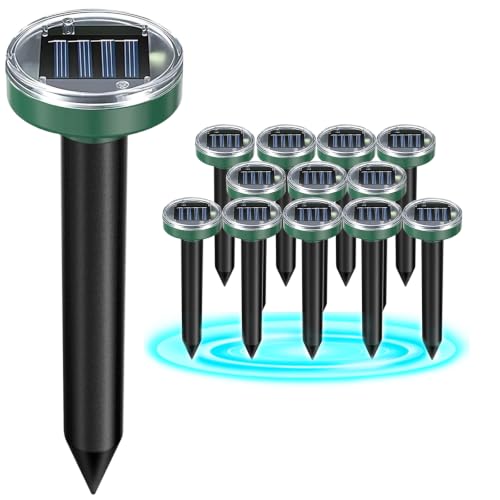 12Pcs Snake Repellent for Yard Mole Repellent Solar Ultrasonic Groundhog Gopher Skunk Vole Rabbit Rodent Repellent Outdoor for Lawn Garden & Yard