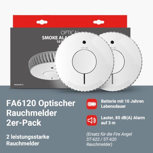 FireAngel FA6120 Rauchmelder mit 10-Jahres-Batterie, Feuermelder, Q-Label – Ansicht 2