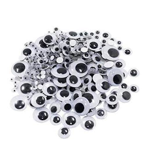 SEQUENTIAL - 10 Pack, 50mm Wiggly Black & White Eyes, Peel & Stick On - DIY Kid's Scrapbooking & Arts & Crafts (10 Eyes)