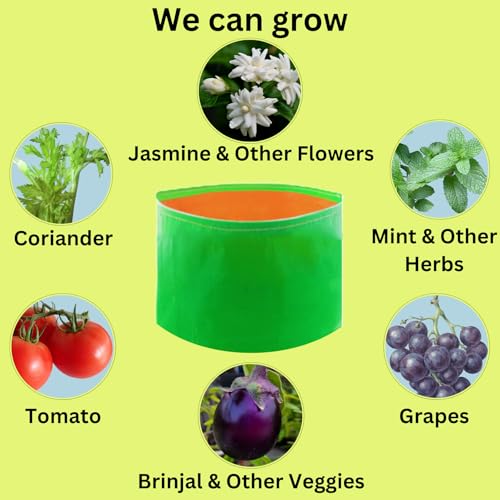 Image of by Bright Enterprises HDPE Grow Bags 9x9 Inch (Set of 5) - Heavy Duty Grow Bags for Terrace & Home Gardening | Plant Bags for Vegetables, Fruits and Plants | Grow Bag Combo Pack