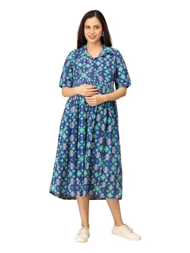 Image of The Mom Store Maternity and Nursing Sleeveless Dress for Women | Casual Dress | Pre and Post Pregnancy Wear | Printed Stylish Dress for New Mom | Trendy Dresses for Women's