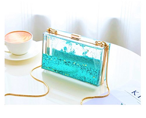 Jevenis Womens Transparent Sequins Chain Clutch Evening Handbag Party Cross-Body Purse (New Green) #TOP3