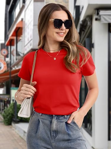 MAGCOMSEN Women's Cotton T-Shirts Short-Sleeve Shirts Crew-Neck Tops Classic-Fit Breathable Casual Summer Tees3