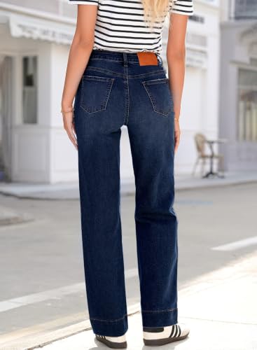 Image of Sidefeel Women's High Waisted Straight Leg Jeans Drawstring Denim Pants