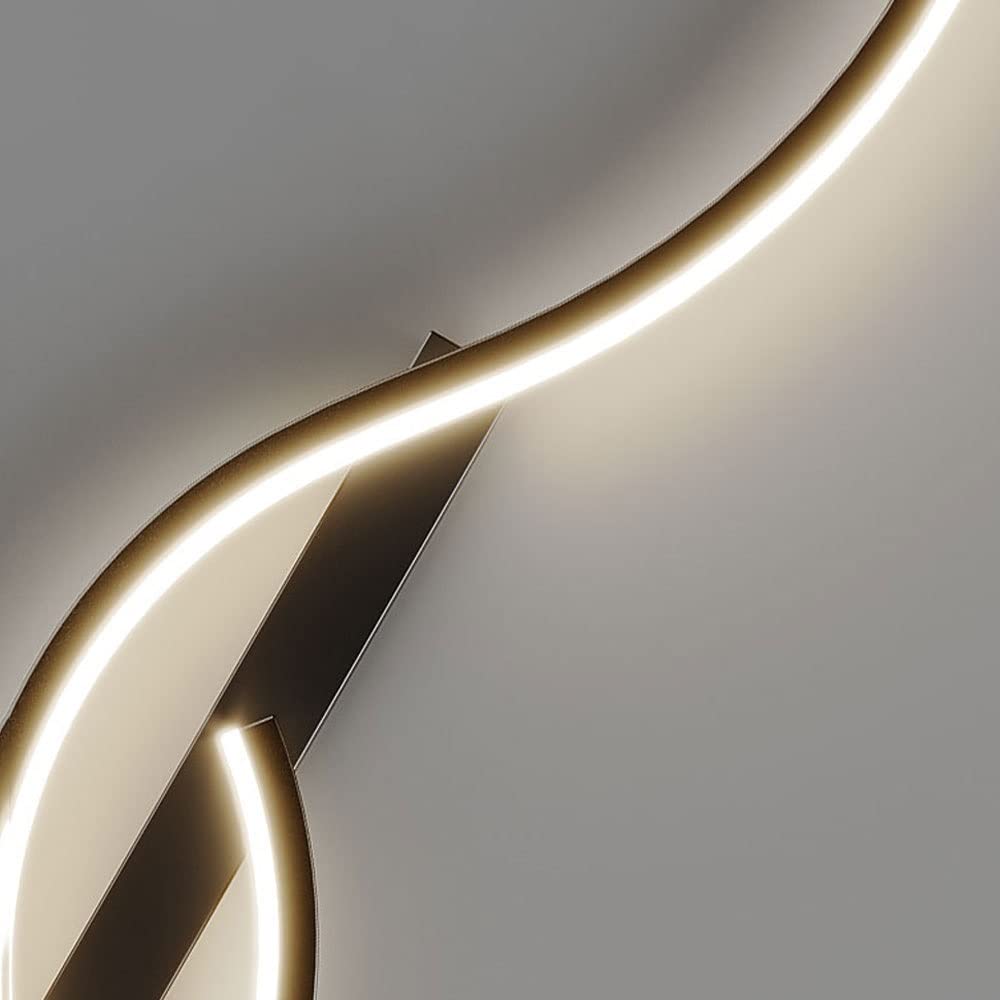 Światło na ścianie， Dekoracja ścienna do wnętrz, kinkiet LED sypialni, salonu, łazienki, schodów, oświetlenia alejki(Black,Warm light)