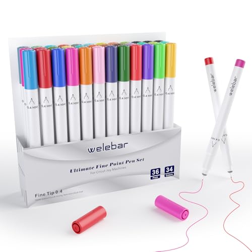 Welebar 0.4 Tip Fine Point Pens for Cricut Joy/Joy Xtra, 36 Assorted Ultimate Fine Point Pens for Writing Drawing