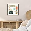 Amanti Art Framed Canvas Wall Art 16x16 Retro Kitchen III Cook by Becky Thorns, Framed Wall Art Canvas, Cuisine Artwork, Traditional Decor, Small Poster Painting for Living Room, Bedroom, Bathroom, #4
