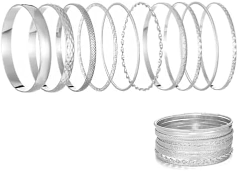 Silver/Gold Bangles For Women Indian Bracelet Set 10 Pcs Silver B...