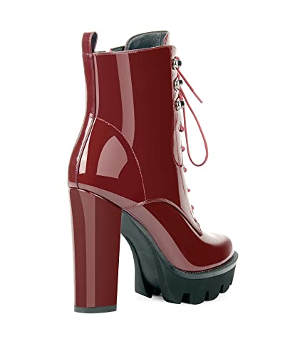 ANN CREEK Women's Platform Lace Up Ankle Boots Chunky Heel Side Zipper Booties Casual High Heel Round Toe Boots2