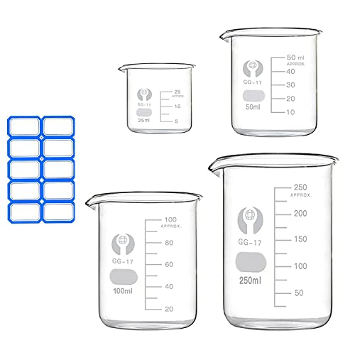 Becherglas Messbecher 250ml 100ml 50ml 25ml Borosilikatglas Becher für Labor