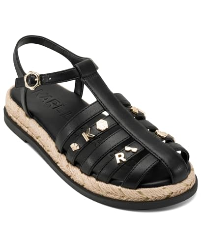 KARL LAGERFELD Women's Chaselyn Fisherman Espadrille Sandal with Pins Slide