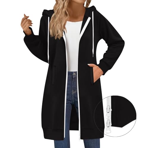 Zip up Hoodie Women Oversized Long Sleeve Fleece Hoodies Comfortable Hooded Fall Jacket Coat with Pockets for Casual4