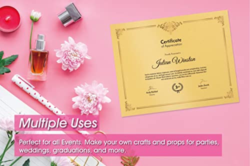 Gold Shimmer Paper - 100-Pack Metallic Cardstock Paper, 92 Lb Cover, Double Sided, Printer Friendly - Perfect For Weddings, Birthdays, Craft Use, Letter Size Sheets, 8.5 X 11 Inches #TOP1