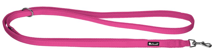 Petlando Hundeleine Mesh, 2,30 m Länge & 1,5 cm Breite für kleine Hunde, verstellbar & pflegeleicht, Farbe Fuchsia, Hands Free Führleine