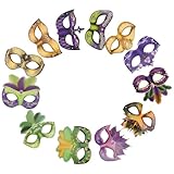 KONTONTY Máscaras de Papel para Carnaval 12 Piezas Antifaz de Media Cara para Mujer Color Ideales para Fiestas Disfraces Cosplay y Festivales