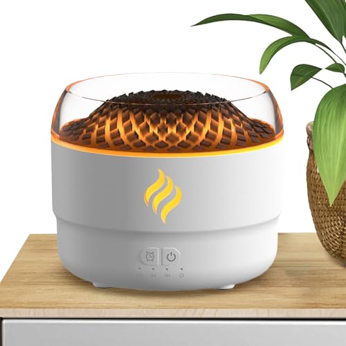 Humidificador para habitación grande – Difusor de aceite de niebla fría de llama, purificador de aire silencioso de apagado automático – para cuarto de bebé, baño, sótano, sala de estar, coche, yoga