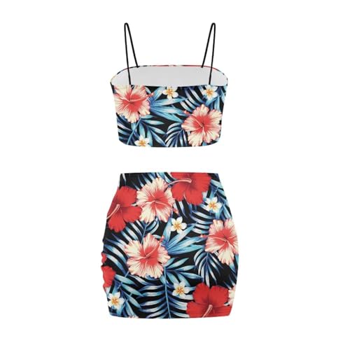 Image of 2025 Sexy Spaghetti Strap Crop Tops and Bodycon Skirt Casual 2 Piece Set S-4XL