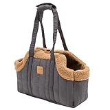 Duuclume Sac de transport portable de grande capacité en polaire pour chien, sac à main étanche et chaud avec crochet fixe pour petit chien et chat Gris