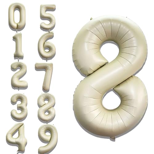 Image of Solid White 8 /eight Number Foil Balloons 32 inch Birthday Party Decoration Helium Supported
