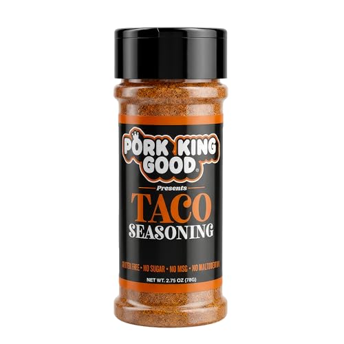 Pork King Good Taco Seasoning for Cooking and Popcorn Seasoning - Keto Friendly, Paleo, No MSG, Gluten Free (Taco, Single Shaker)