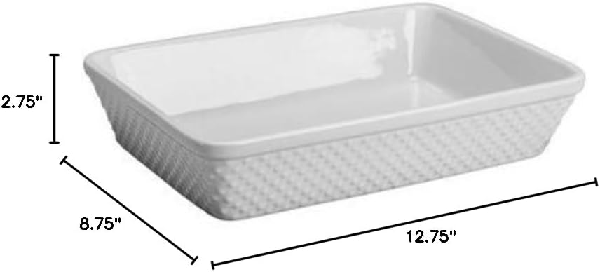 Hobnail Rectangle Baker Color: White