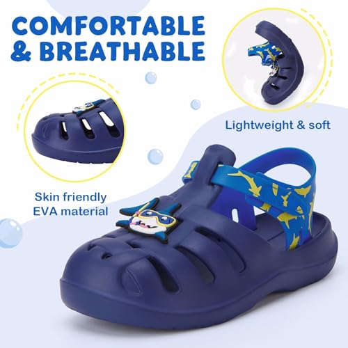 Image of FUNCOO PLUS Boys Girls Sandals Toddler Lightweight EVA Water Shoes Kids Closed Toe Fisherman Sandals Summer Beach Sports Shoes Outdoor