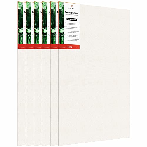 Image of Scholar Art Hobby Series 04 Oz (230 GSM) 100% Cotton Canvas Panel Board for Painting (White Blank Canvas Boards for Acrylic Paint, Oil Paint, Wet & Dry Media) | 18 inchx24 inch (45x60 cm), Pack of 6