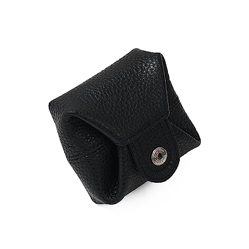 Image of Cockatoo Genuine Leather Coin Pouch Change Holder, Mini Snap Pocket Wallet for Men Women (Black, Set of L&S)