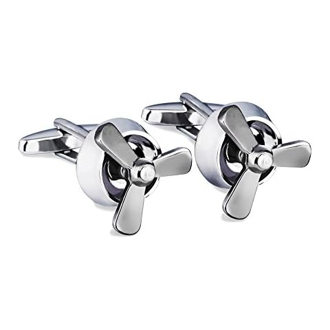 BagTu Airplane Propeller Cufflinks Set, 2pcs Plane Aircraft Fan Blade Cufflinks with Gift Box Cover