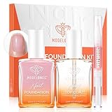 modelones Nail Strengthener Clear Gel Top Coat Nail Polish Cuticle Oil Pen Pink Nail Repair for Damaged Nails Care Kit for Women 15 ml Ridge Filler for Growth