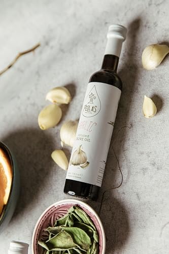 Pellas Nature Olivenöl Extra Vergine mit Knoblauch - Olivenöl Knoblauchöl kaltgepresst, Testsieger aus Griechenland - Ideal für Tzatziki & Gewürzmischung - OK-Kosher, ohne Zusatzstoffe, 250ml