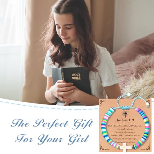 Christian Gifts Cross Bracelet for Girls, Teens, Women Religious Jewelry Christmas Stocking Stuffers Teenage Girl Birthday Gift Ideas Communion Baptism Confirmation Gifts for Teen Girls3