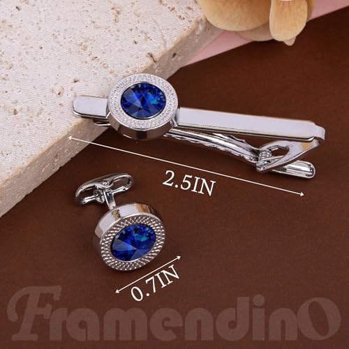 Juego de Mancuernillas y Prendedor de Corbata Azul miniatura 2