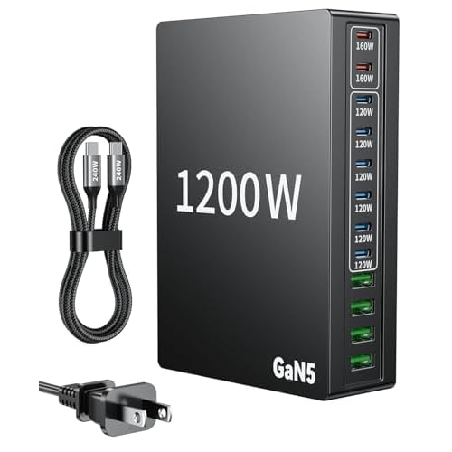 1200W USB C Charger Block Fast 12 Port MacBook Pro Charging Station