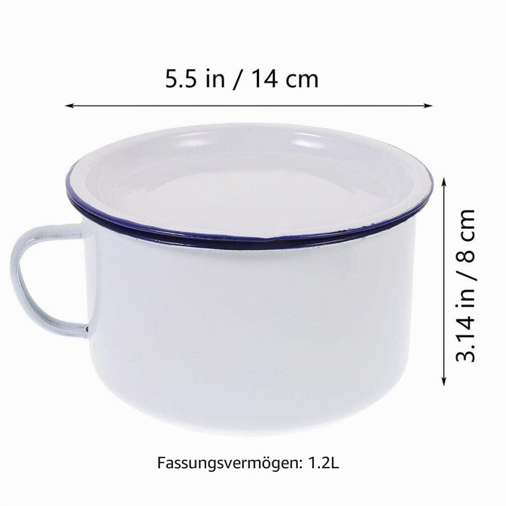 Luxshiny Emaille Suppenschüssel 14Cm Vintage Stil - Robuste Instant Nudelschale Für Reis Suppe Obst Und Salat Leicht Zu Reinigen Ideal Für Küche Haushalt Und Camping