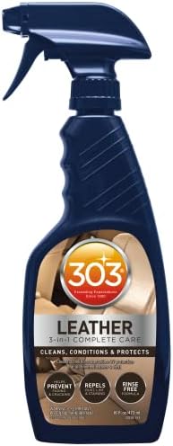 303 Leather 3-In-1 Complete Care - Cleans, Conditions, & Protects - Helps Prevent Fading & Cracking - Rinse Free Formula - Repels Dust, Lint, & Staining, 16 fl. oz. (30218CSR) Packaging May Vary