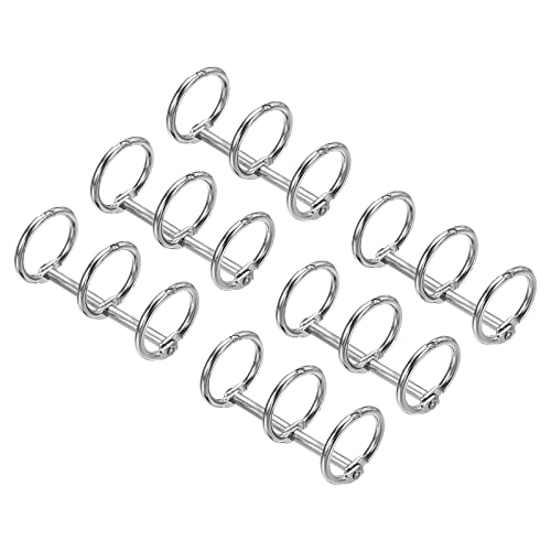 PATIKIL リング内径16mm バインダーリング 6個入り 取り外し可能 メタルブックリング オフィス ルーズリーフリング 3サークル 卓上 カレンダー フォト アルバム用 シルバートーン