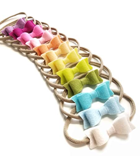 Baby Girl Mini Bows newborn headbands Pastel Rainbow colors made