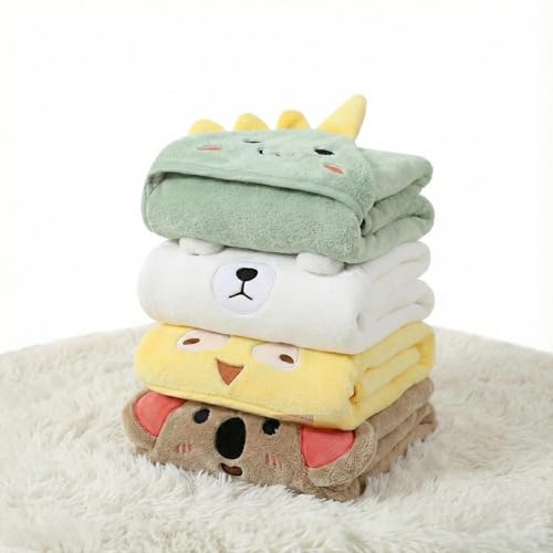 Image of Hooded Baby Towel - 4 Pack Premium Soft Bath Towel for Baby, Newborn,Infant - Ultra Absorbent,Natural Baby Stuff Towel, Soft Coral Velvet Coral Fleece Bath Towel for Boys and Girls