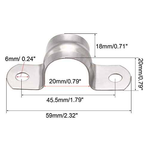 Abrazaderas uxcell de acero inoxidable 304 con 2 agujeros para tubería 3