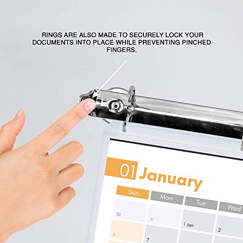 Magnetic 3 Ring Binder Locking Mechanism, 1" D Shaped Rings, 25 Pack- For Hanging 8.5" X 11" Size Sheets Of Paper, 50 Sheet Protectors Included #TOP4